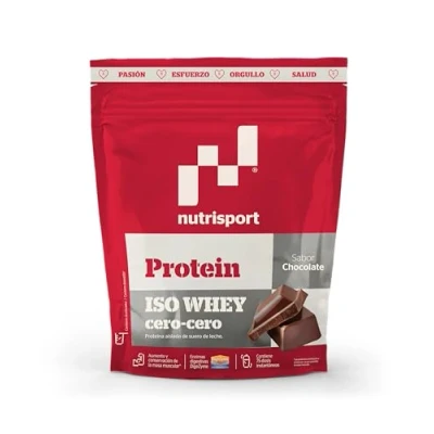Imagen de NUTRISPORT Iso Whey Cero Chocolate 1500g Proteína Aislada de Suero LecheSin Grasas ni Azúcares Con DigeZyme® para Mejor Absorción Rápida Digestión Post Entreno Desarrollo Muscular