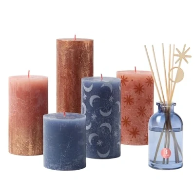 Imagen de bolsius Rustik Kerzen set mit Duftstaben Secret Forest Geschenk 6 Stück Dekorative Haushaltkerzen Länge Brenndauer Unparfümierte Natürliches Pflanzenwachs, 8717847158130