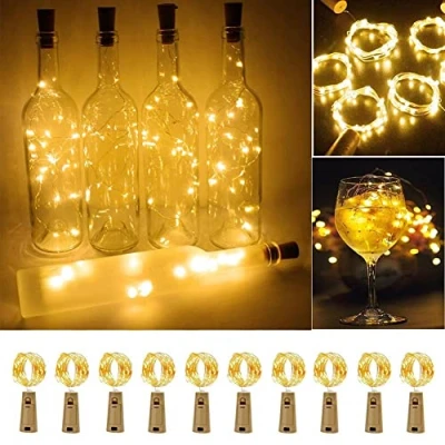 Imagen de Loiina Luces de Botella 10 Unidades 2M 20LED para Fiesta Navidad en el Festival Bodas Halloween Blanco Cálido