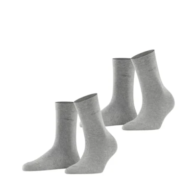 Imagen de ESPRIT Basic Easy 2 Pack W SO algodón unicolor pares, Calcetines Mujer, Gris (Light Grey Melange 3390), 39 42