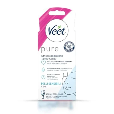 Imagen de Veet Minima 16 Strisce Depilatorie Viso