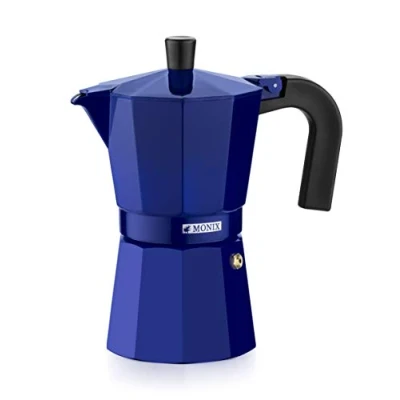 Imagen de Monix M301706 Cafetera Italiana, 6 Tazas, Color Cobalto, Aluminio, 10 cm