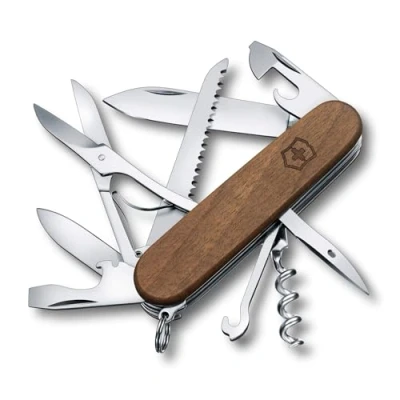 Imagen de Victorinox Huntsman Wood, Swiss Army Knife, Navaja multiusos suiza fabricada en madera con 13 funciones, incluyendo hoja grande y sierra