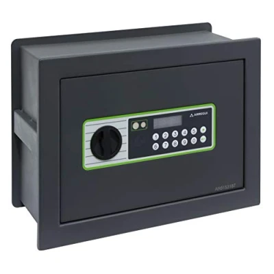Imagen de Arregui 241120 Fuerte de empotrar a Pared con Cerradura codigo electronico Caja Seguridad para casa y hogar Fundo Extensible Fácil Instalar 26 x 36 15/25 cm, Dark Grey Red