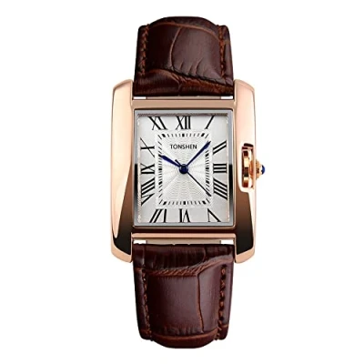 Imagen de TONSHEN Relojes de Mujer Analógico Cuarzo Acero Inoxidable Bisel Correa Cuero Reloj Pulse