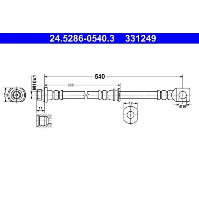 Imagen de ATE 24.5286 0540.3 Latiguillos de Freno 540 M10x1 MITSUBISHI: PAJERO 4