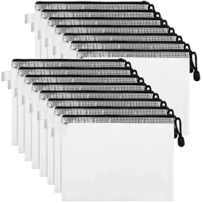 Imagen de Belle Vous Bolsas de Plastico Transparente con Malla y Cremallera (Pack 15) Carpeta/Bolsa Documentos A4 Bolsa Viaje Impermeable Multiuso, Accesorios, Organizar Cosméticos, Artículos Oficina