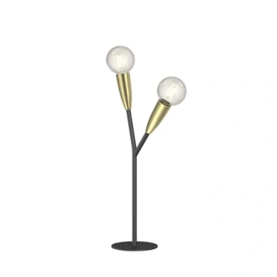 Imagen de lámpara de mesa &#039;Carlea&#039; (Moderno) en Negro hecho Metal e.o. para Salón &amp; Comedor (2 llamas, E27) Lucande