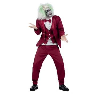 Imagen de Smiffys Disfraz de novio Beetlejuice, Chaqueta con camisa corbata y chaleco, pajarita pantalón