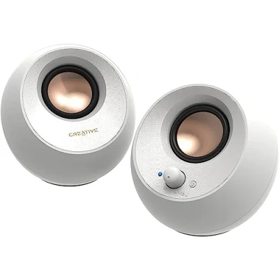 Imagen de CREATIVE Pebble V3 Altavoz de Escritorio Minimalista USB C 2.0 con Audio USB, diálogo Claro, Bluetooth 5.0, 8 W Potencia sinusoidal A 16 máxima, convertidor Incluido (Blanco)