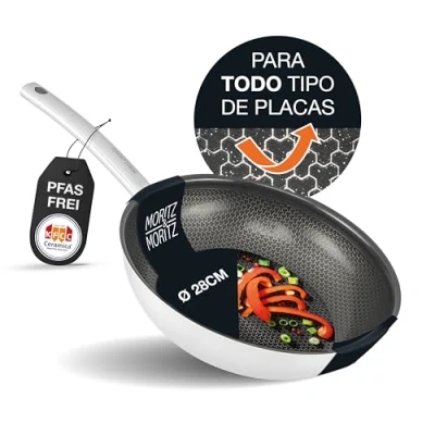 Imagen de Moritz &amp; Sartenes Antiadherentes Inducción 28cm de Acero Inoxidable Revestimiento Cerámico Apta para todo Tipo Placas Induccion Cocinar, Freír y Estofar