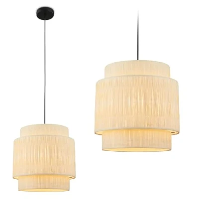 Imagen de Briloner Lámpara colgante Papper, 1 luz, color natural, rafia, E27