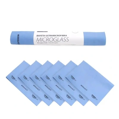 Imagen de MAYA Bayeta Microglass con Precorte. Especial para Vajillas y Cristales. No Deja Marcas. Muy Absorbente de Secado Rápido. 100% Microfibra. Rollo 6 Unidades (Azul)