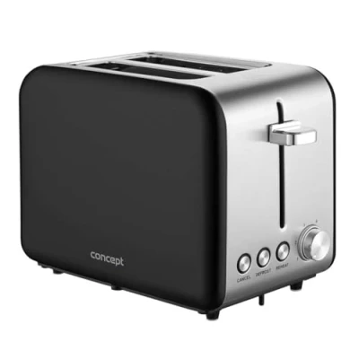 Imagen de Concept TE2052 Tostadora de acero inoxidable con ranura ancha 36 mm, 2 cámaras tostado, temporizador electrónico, 950 W, color negro mate