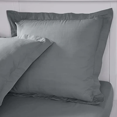 Imagen de TODAY Essential Juego de 2 Fundas Almohada 63 x cm, 100% algodón Liso, Acero