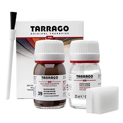Imagen de Tarrago Self Shine Color Dye 25 ml Kit Preparador Para Cambiar el + Tinte Cuero y Lona de Secado Rápido Teñir Zapatos Accesorios Repara Protege Calzado (Marrón Medio 39)