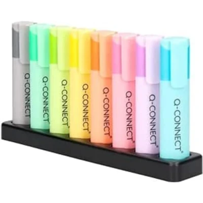 Imagen de Rotulador q connect fluorescente pastel punta biselada estuche de sobremesa 8 colores surtidos
