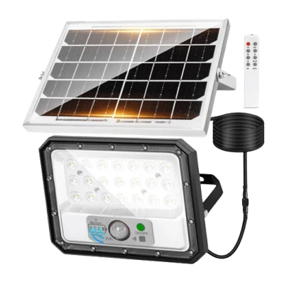 Imagen de Aigostar Foco solar exterior con sensor de movimiento,4000mAH,Batería gran capacidad,6500K.Foco LED mando a distancia Uso interior/exterior IP65: jardín,patio,camino o garaje