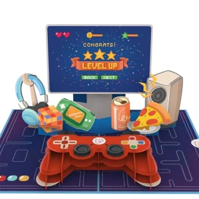 Imagen de papercrush® tarjeta pop up con controlador de juegos &quot;Level Up&quot; Divertida cumpleaños 3D, regalo dinero para jugadores (niños, novio, hombre) vale consola y accesorios