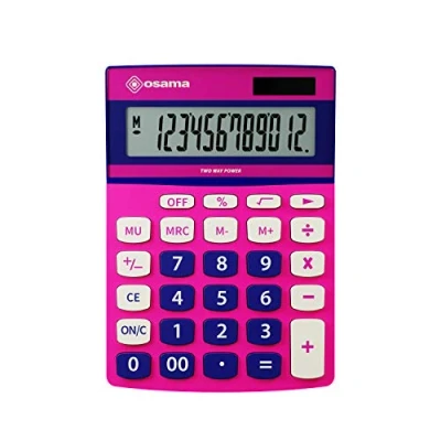 Imagen de Osama Calculadora Metal 12 dígitos Becolor Rosa/Azul