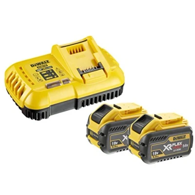 Imagen de Kit 2 Baterías carril XR FLEXVOLT 54V/18V Li Ion 9Ah y Cargador FLEXVOLT: 54V 18V marca DeWalt