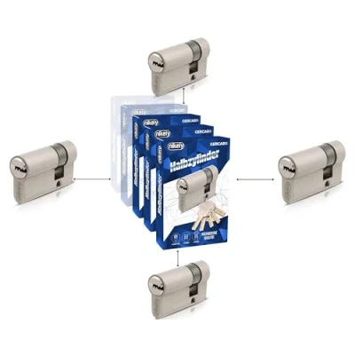 Imagen de GERCAR Pro Juego de 4 cilindros semicilíndricos 30/10 (4 x garajes, incluye 20 llaves, 40 mm, cilindros, longitud: A:30 B: 10, sistema cierre)