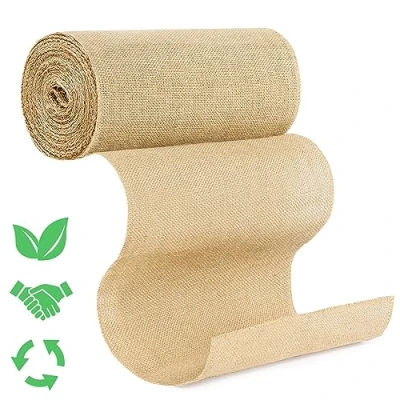 Imagen de Camino de Mesa Tela Arpillera Mantel Yute (15M*30CM) Rollo Natural para Decoración la Boda Fiestas Eventos Cumpleaños Navidad Uso