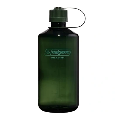 Imagen de Nalgene Sustain Tritan Botella de agua sin BPA hecha con material derivado del 50% residuos plásticos, 32 onzas, boca estrecha, jade