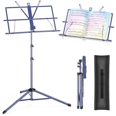 Imagen de New Bee Atril para Partituras 2 en 1 Musica, Plegable Soporte Libros de Escritorio Altura Ajustable Portátil