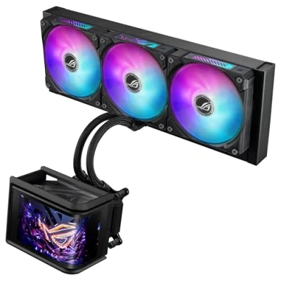 Imagen de ASUS ROG Ryuo IV SLC 360 ARGB Refrigeración por agua (pantalla AMOLED de 6,67 pulgadas, compatible con vídeo 3D, mangueras 200 mm, 3 ventiladores Daisy Chain, para Intel LGA 1851, 1700, AMD