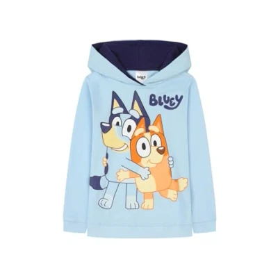 Imagen de Bluey Sudadera con capucha de algodón para niños y niñas, azul, 5 6 años