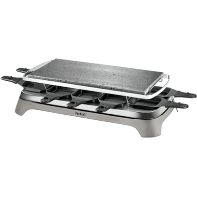 Imagen de Tefal PR457B Pierrade Raclette Placa de parrilla piedra 1350 W, 10 sartenes antiadherentes, incluye rascador, cable extraíble, color gris