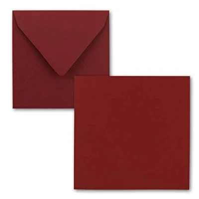 Imagen de FarbenFroh by GUSTAV NEUSER Juego de tarjetas individuales cuadradas 15 x cm, con sobres, papel estraza, 25 unidades, para felicitación y más, color rojo oscuro