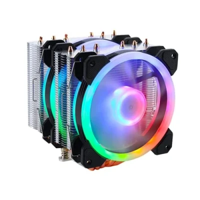 Imagen de GELID SOLUTIONS Glacier RGB. Torre Doble con 6 Tubos de Calor. 2 Ventiladores ARGB PWM 120mm. TPD 220W y Más. Barra Protección AM4. Plata