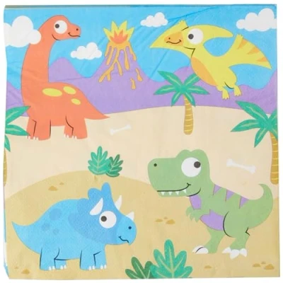 Imagen de Baker Ross FC980 Servilleta Dinosaurio Set de 20, decoración cumpleaños para niños