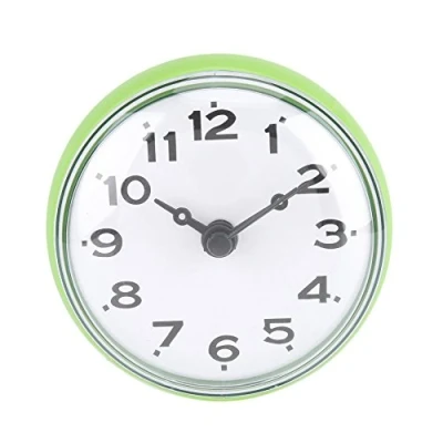 Imagen de Yosoo reloj de ducha impermeable con ventosa redonda árabe digital dial para baño accesorios cocina banda montaje en pared (verde)