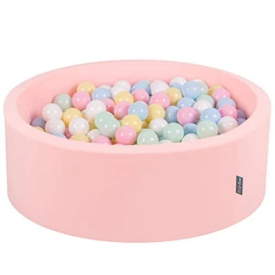 Imagen de KiddyMoon 90X30cm/200 Bolas ∅ 7Cm Piscina De para Ninos Hecha En La UE, Rosa: Azul Pastel/Amarillo Pastel/Blanco/Menta/Rosa Claro