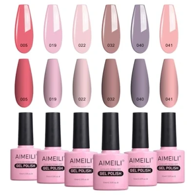 Imagen de AIMEILI Esmaltes Semipermanentes para Uñas en Gel UV LED, Kit de Pintauñas Permanente Soak Off 6 Colores 10ml Set 22