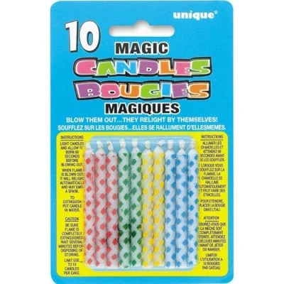 Imagen de Unique Party Paquete de 10 Velas cumpleaños mágicas, diseño Diamante (9806) , Modelos/colores Surtidos, 1 Unidad