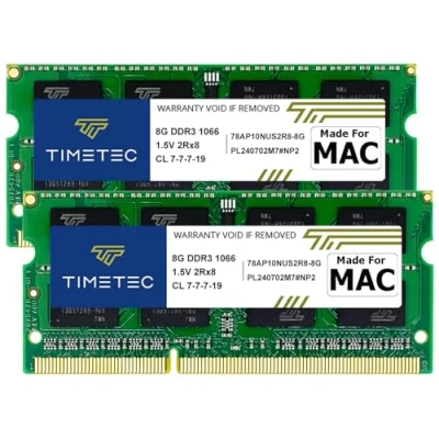Imagen de Timetec Kit de 16GB (2x8GB) Compatible para Apple DDR3 1067MHz/1066MHz PC3 8500 RAM Mac Book, Book Pro, iMac, Mini