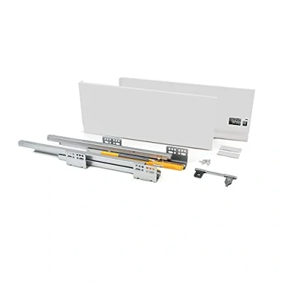 Imagen de Emuca Kit de cajón para cocina o baño con guias extracción total y cierre suave, altura 185mm profundidad 350mm, Blanco