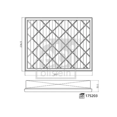 Imagen de FEBI BILSTEIN 175203 Filtro de aire 50 236,5 297 Cartucho filtrante FORD: Ranger Mk3
