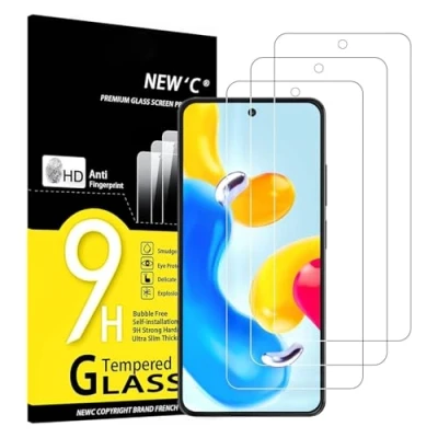 Imagen de NEW&#039;C 3 Piezas, Protector Pantalla para Xiaomi Redmi Note 11S 5G (6.6 Pulgadas), Cristal templado Antiarañazos, Antihuellas, Sin Burbujas, Dureza 9H, 0.33 mm Ultra Transparente, Resistente
