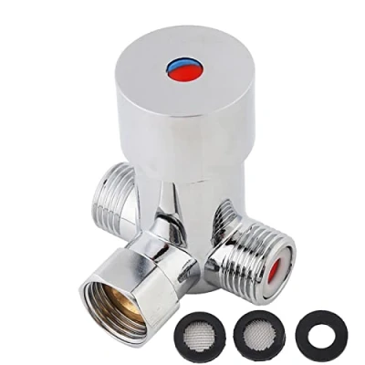 Imagen de Válvula de mezcla agua, G1/2 agua fría caliente Control temperatura termostático para grifo automático