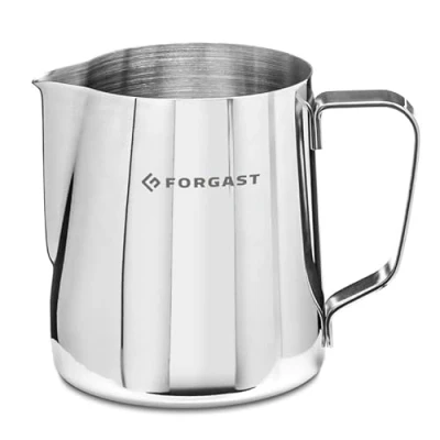 Imagen de Forgast Jarra de Leche Acero Inoxidable Capacidad 350 ml para Espumar Pulida Alto Brillo Barista Leche, Cappuccino, Espresso, Latte Art, Macchiato