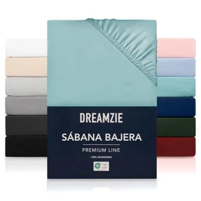 Imagen de Dreamzie Sabanas 100x200 cm Grandes Solapas de hasta 35 100% Microfibra Agua Certificada sin Productos Químicos (Oeko Tex), bajeras Completamente Elásticas