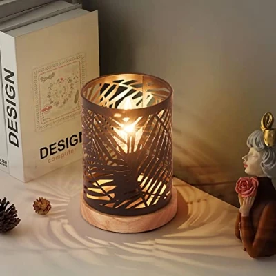 Imagen de wiheajuora Lámpara de escritorio E14 40W Luz noche con interruptor botón Iluminación mesa ambiente hueco Mesita decorativa para dormitorio, sala estar (sin bombilla)