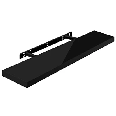 Imagen de WOLTU Estante de Pared Tablero Volato Flotante Libre CD DVD Libro Madera 90x22,9x3,8cm, Negro, RG9481sz