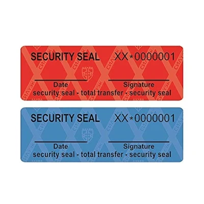 Imagen de 100 unidades Transfer Tipo Sello de seguridad VOID Security Seal (60 x 20 mm, azul)