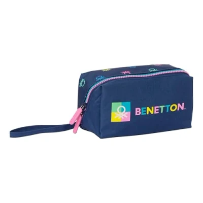 Imagen de Safta M050, Benetton Cool Portatodo Cuadrado Grande, Infantil, Estuche Niño, Ideal Edad Escolar, Cómodo y Versátil, Calidad Resistencia, 22x10x10 cm, Color Azul Marino Unisex niños, Estándar
